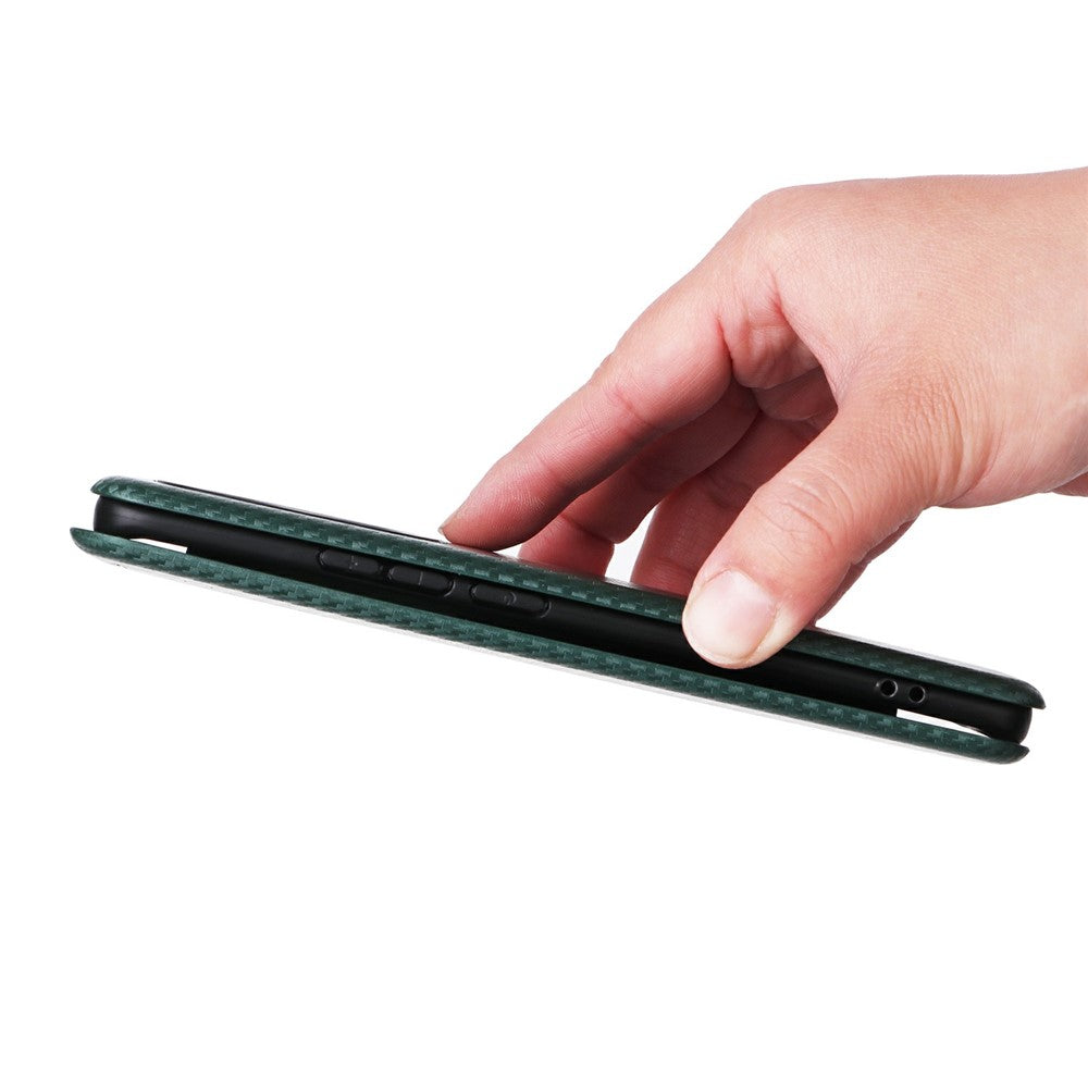 Phone Case For Xiaomi Poco M8 5G  /  Redmi Note 15 5G (Global)  /  15 4G (Global) Carbon Fiber Texture Drop-Proof PU Leather Phone Cover - Green