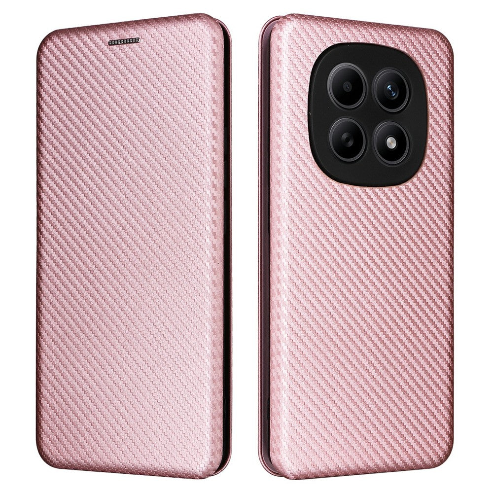 Phone Case For Xiaomi Poco M8 5G  /  Redmi Note 15 5G (Global)  /  15 4G (Global) Carbon Fiber Texture Drop-Proof PU Leather Phone Cover - Rose Gold