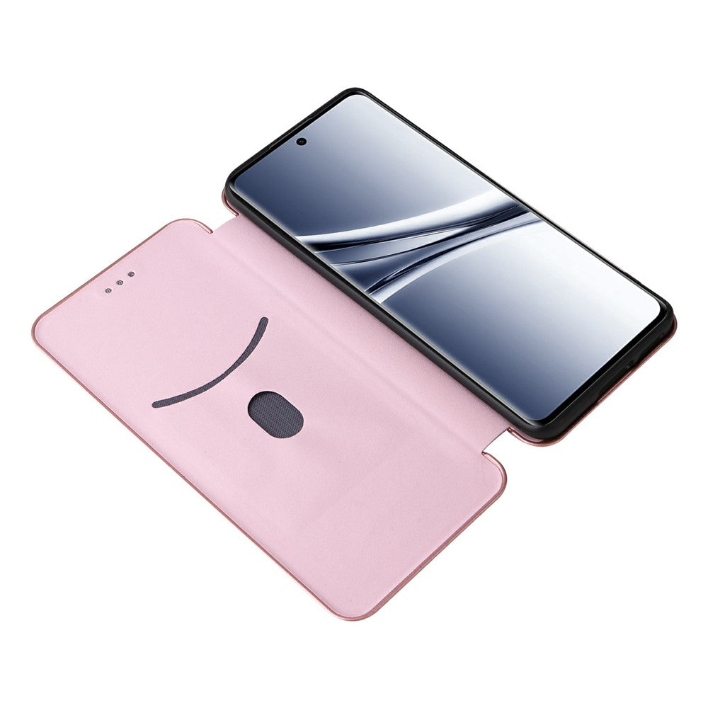 Phone Case For Xiaomi Poco M8 5G  /  Redmi Note 15 5G (Global)  /  15 4G (Global) Carbon Fiber Texture Drop-Proof PU Leather Phone Cover - Rose Gold