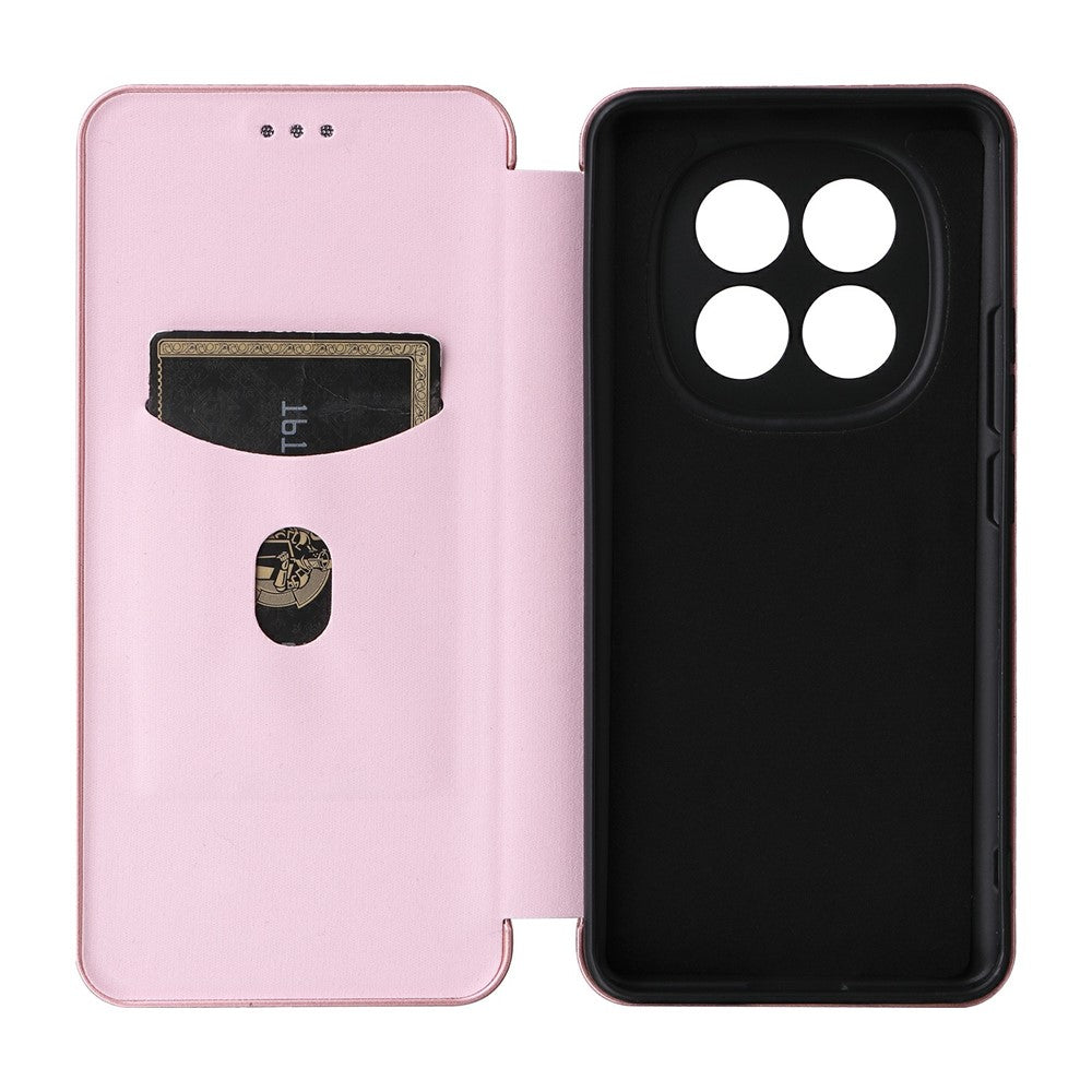 Phone Case For Xiaomi Poco M8 5G  /  Redmi Note 15 5G (Global)  /  15 4G (Global) Carbon Fiber Texture Drop-Proof PU Leather Phone Cover - Rose Gold