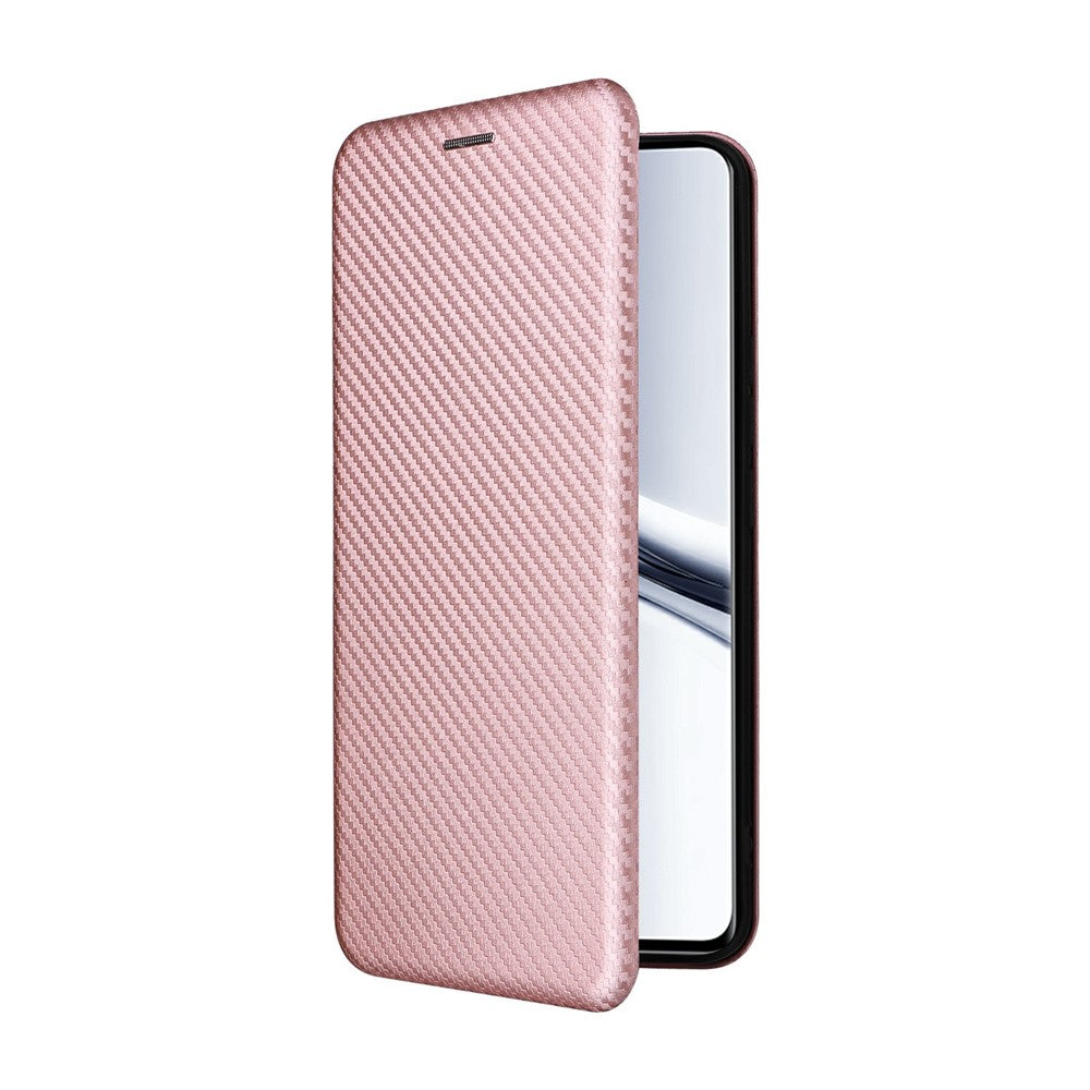 Phone Case For Xiaomi Poco M8 5G  /  Redmi Note 15 5G (Global)  /  15 4G (Global) Carbon Fiber Texture Drop-Proof PU Leather Phone Cover - Rose Gold
