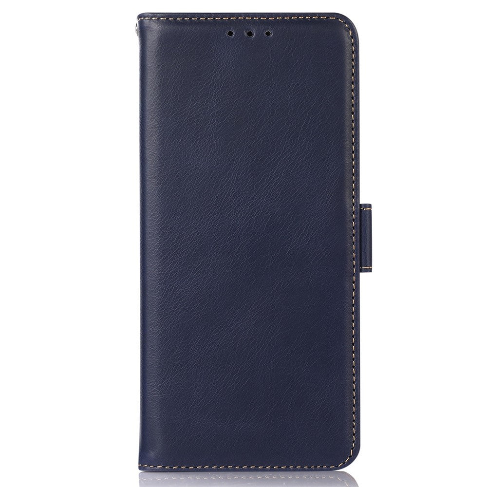 For Xiaomi Redmi Note 15 Pro 4G (Global) Case RFID Blocking Genuine Cow Leather Wallet Phone Cover - Blue