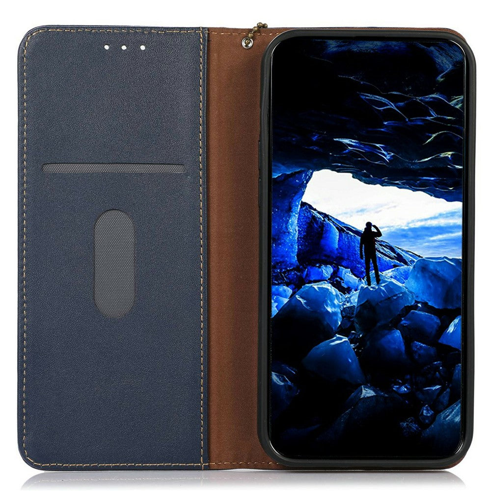 KHAZNEH For Xiaomi Redmi Note 15 Pro 4G (Global) Case Wallet Genuine Cow Leather Phone Cover Nappa Texture - Blue