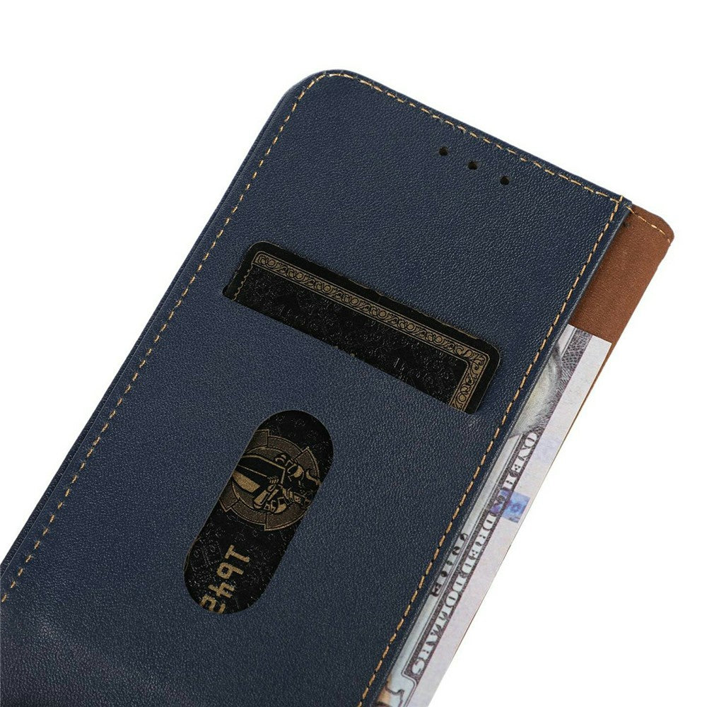 KHAZNEH For Xiaomi Redmi Note 15 Pro 4G (Global) Case Wallet Genuine Cow Leather Phone Cover Nappa Texture - Blue