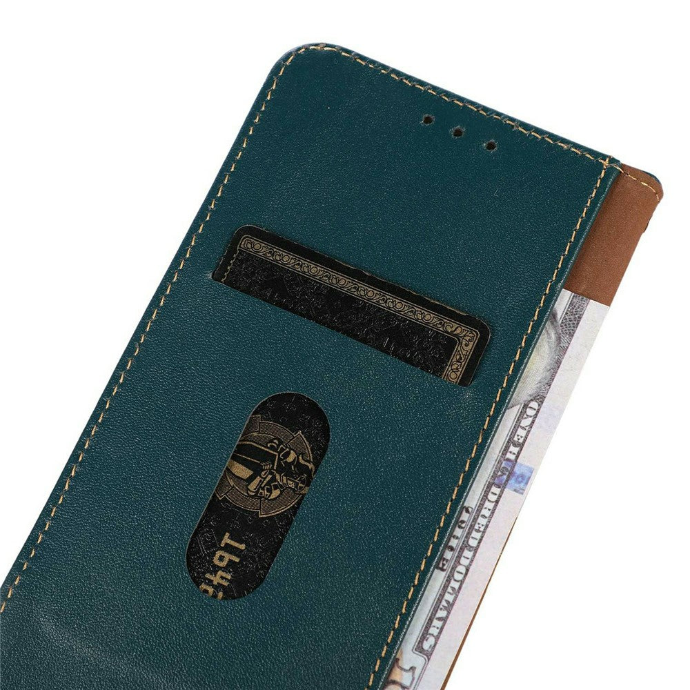 KHAZNEH For Xiaomi Redmi Note 15 Pro 4G (Global) Case Wallet Genuine Cow Leather Phone Cover Nappa Texture - Green