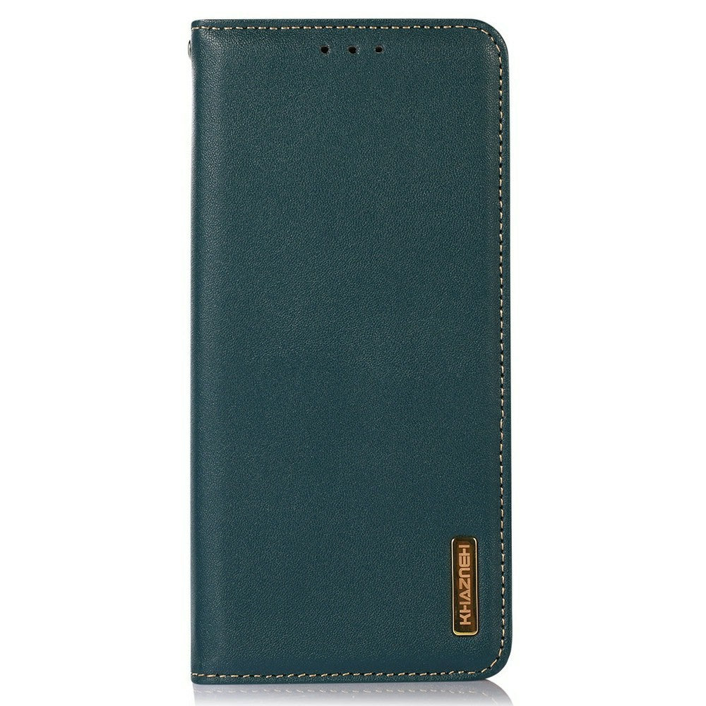 KHAZNEH For Xiaomi Redmi Note 15 Pro 4G (Global) Case Wallet Genuine Cow Leather Phone Cover Nappa Texture - Green