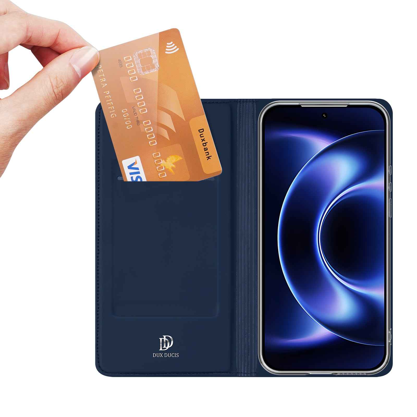 For Xiaomi 17 Ultra 5G Case DUX DUCIS Skin Pro Series Leather Stand Cover Card Holder - Blue