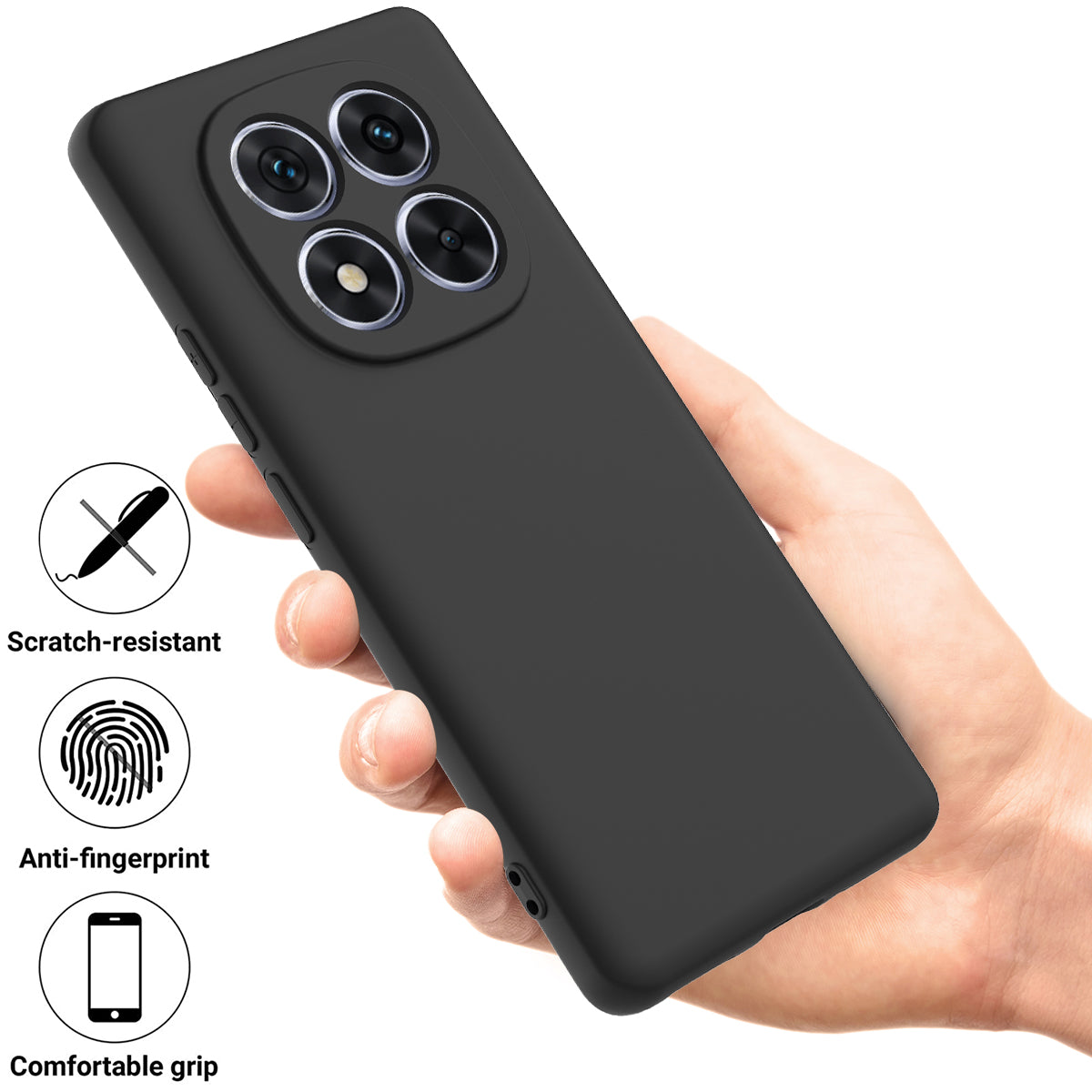 For Xiaomi Poco M8 Pro 5G / Redmi Note 15 Pro+ 5G (Global) Liquid Silicone Case Phone Back Cover with Hand Strap - Black