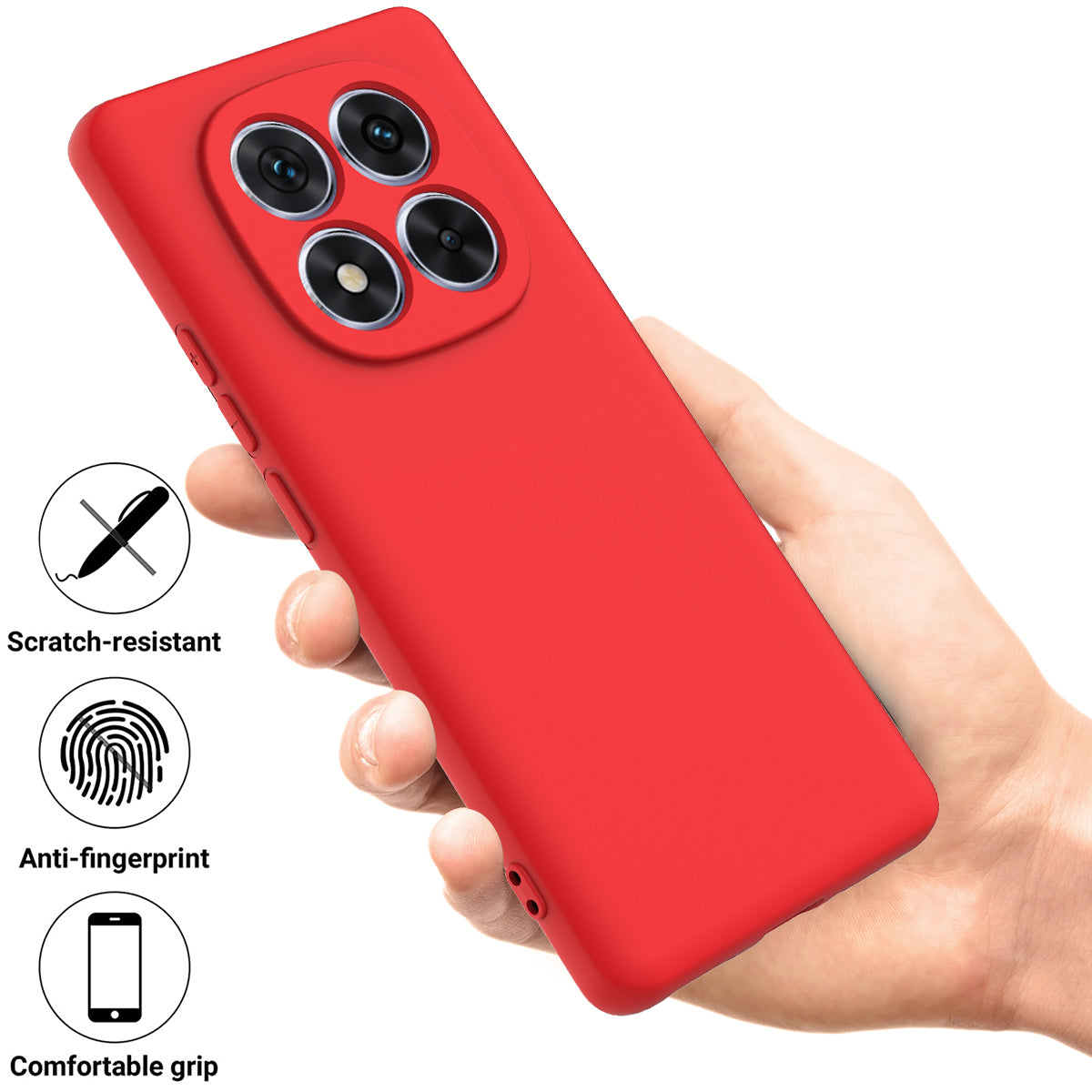 For Xiaomi Poco M8 Pro 5G / Redmi Note 15 Pro+ 5G (Global) Liquid Silicone Case Phone Back Cover with Hand Strap - Red