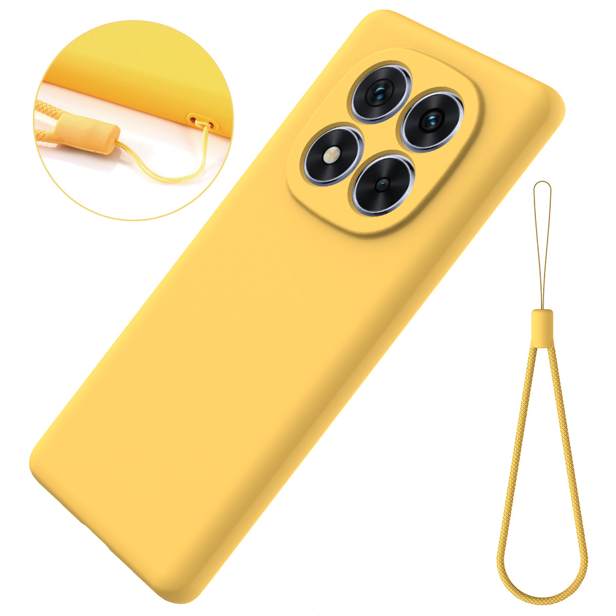For Xiaomi Poco M8 Pro 5G / Redmi Note 15 Pro+ 5G (Global) Liquid Silicone Case Phone Back Cover with Hand Strap - Yellow
