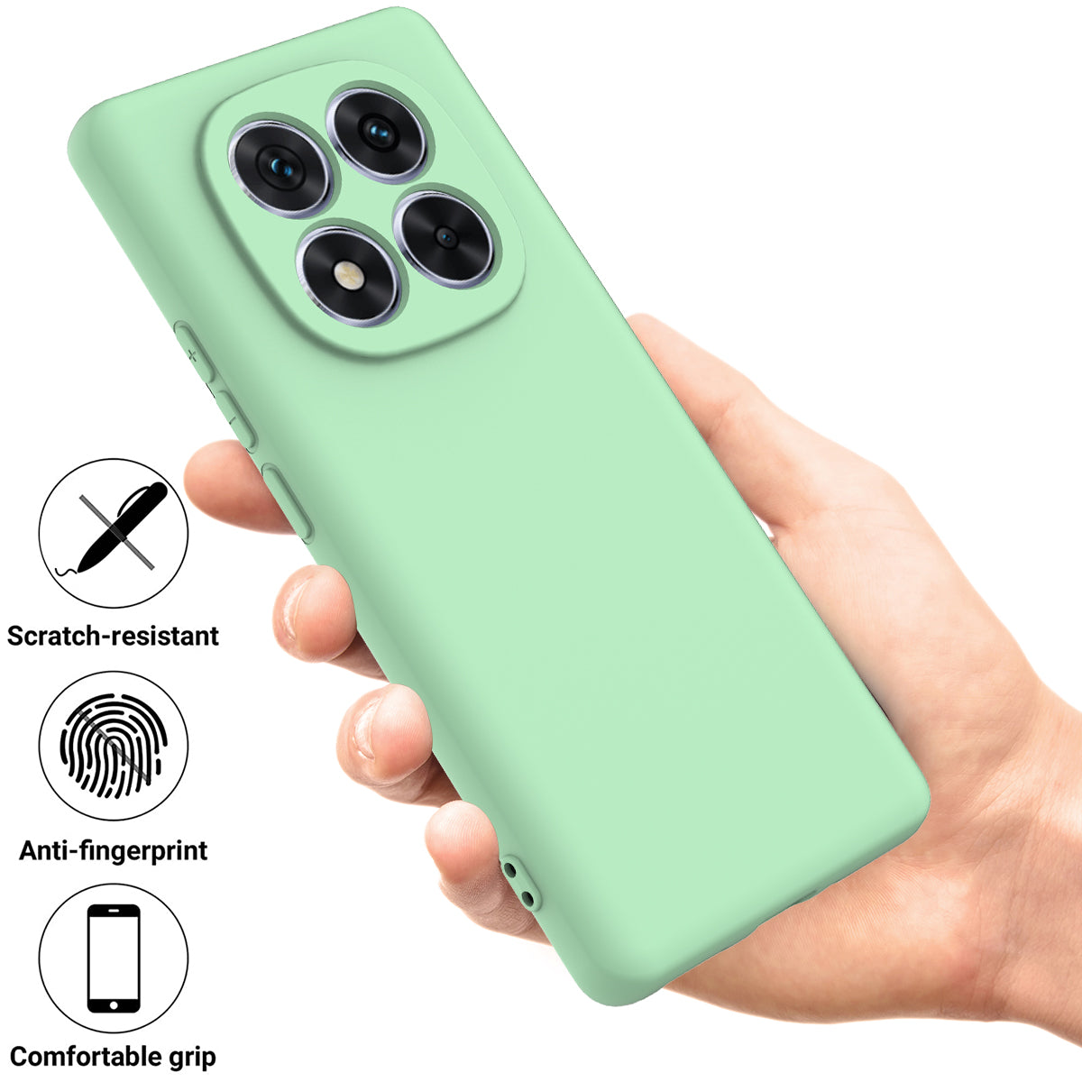 For Xiaomi Poco M8 Pro 5G / Redmi Note 15 Pro+ 5G (Global) Liquid Silicone Case Phone Back Cover with Hand Strap - Green
