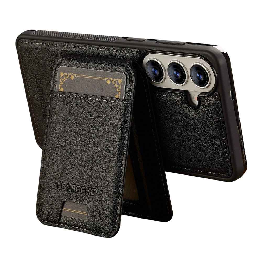 LC.IMEEKE L3 For Samsung Galaxy A57 5G Magnetic Case Detachable Card Holder Leather TPU Mobile Cover - Black