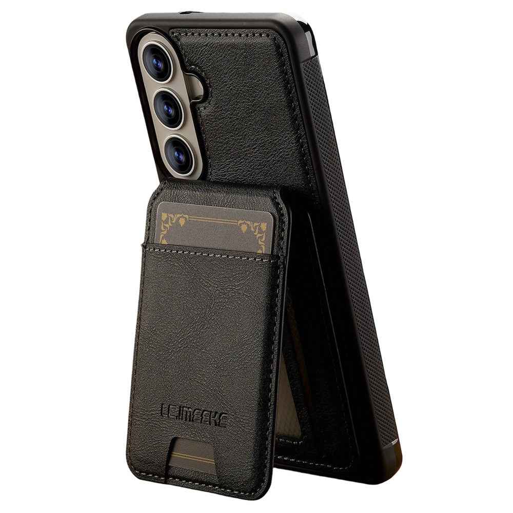 LC.IMEEKE L3 For Samsung Galaxy A57 5G Magnetic Case Detachable Card Holder Leather TPU Mobile Cover - Black