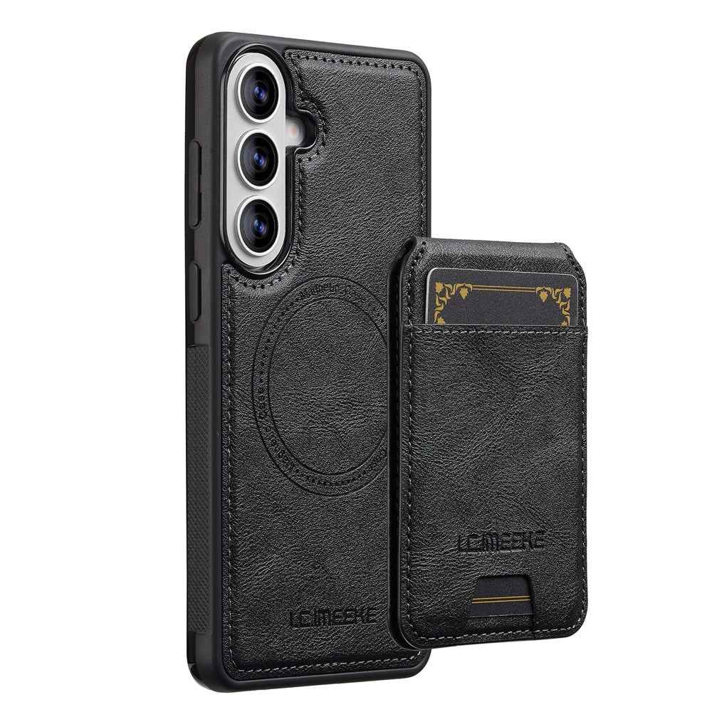 LC.IMEEKE L3 For Samsung Galaxy A57 5G Magnetic Case Detachable Card Holder Leather TPU Mobile Cover - Black