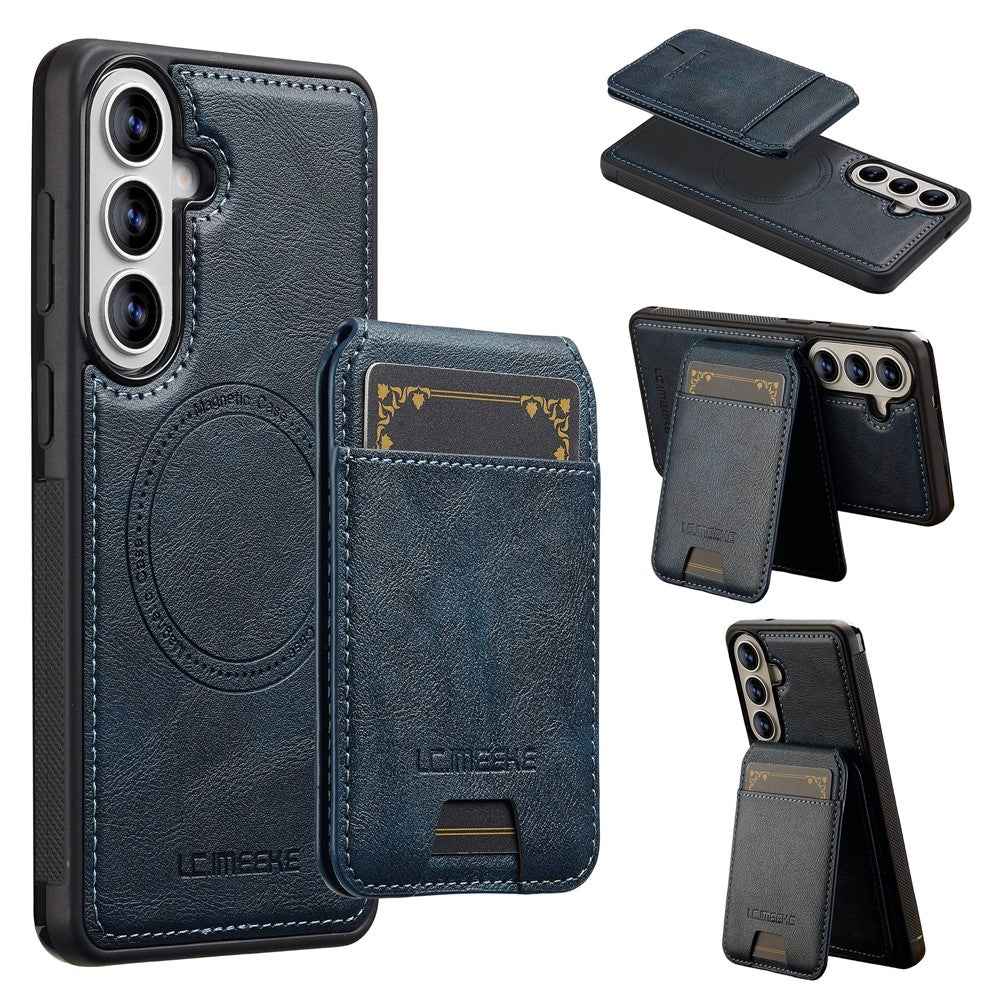 LC.IMEEKE L3 For Samsung Galaxy A57 5G Magnetic Case Detachable Card Holder Leather TPU Mobile Cover - Blue