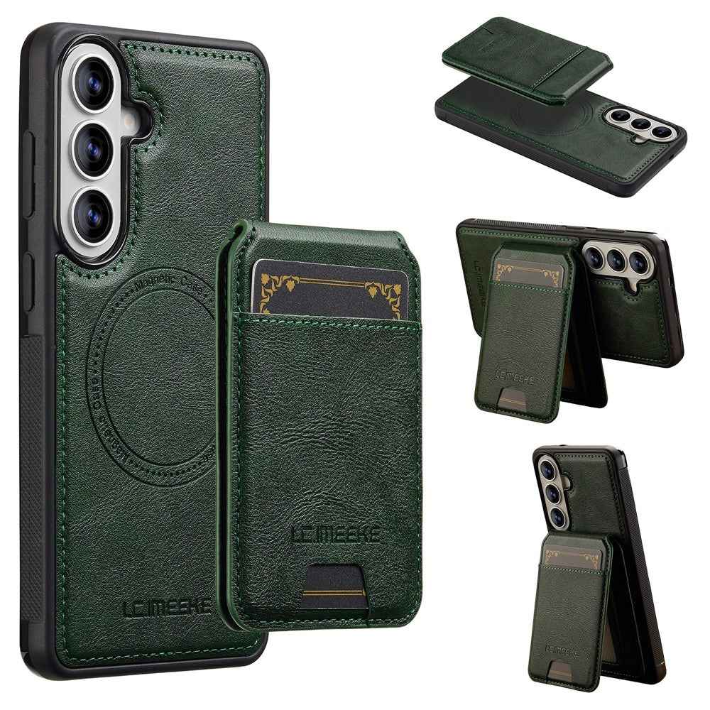 LC.IMEEKE L3 For Samsung Galaxy A57 5G Magnetic Case Detachable Card Holder Leather TPU Mobile Cover - Green