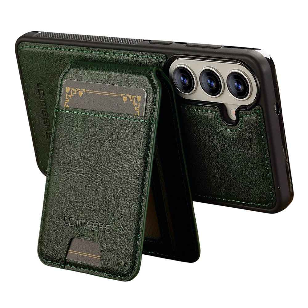 LC.IMEEKE L3 For Samsung Galaxy A57 5G Magnetic Case Detachable Card Holder Leather TPU Mobile Cover - Green