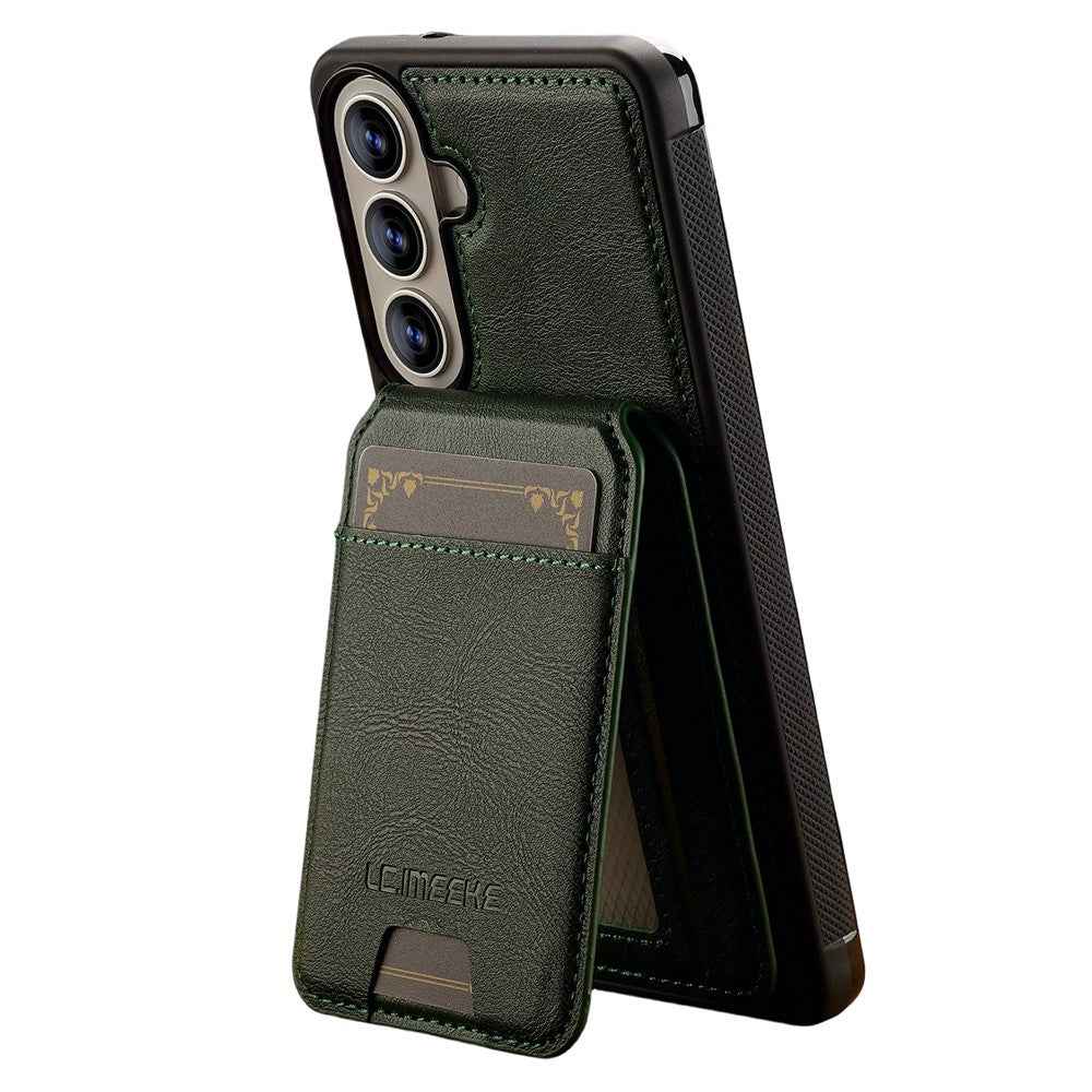 LC.IMEEKE L3 For Samsung Galaxy A57 5G Magnetic Case Detachable Card Holder Leather TPU Mobile Cover - Green