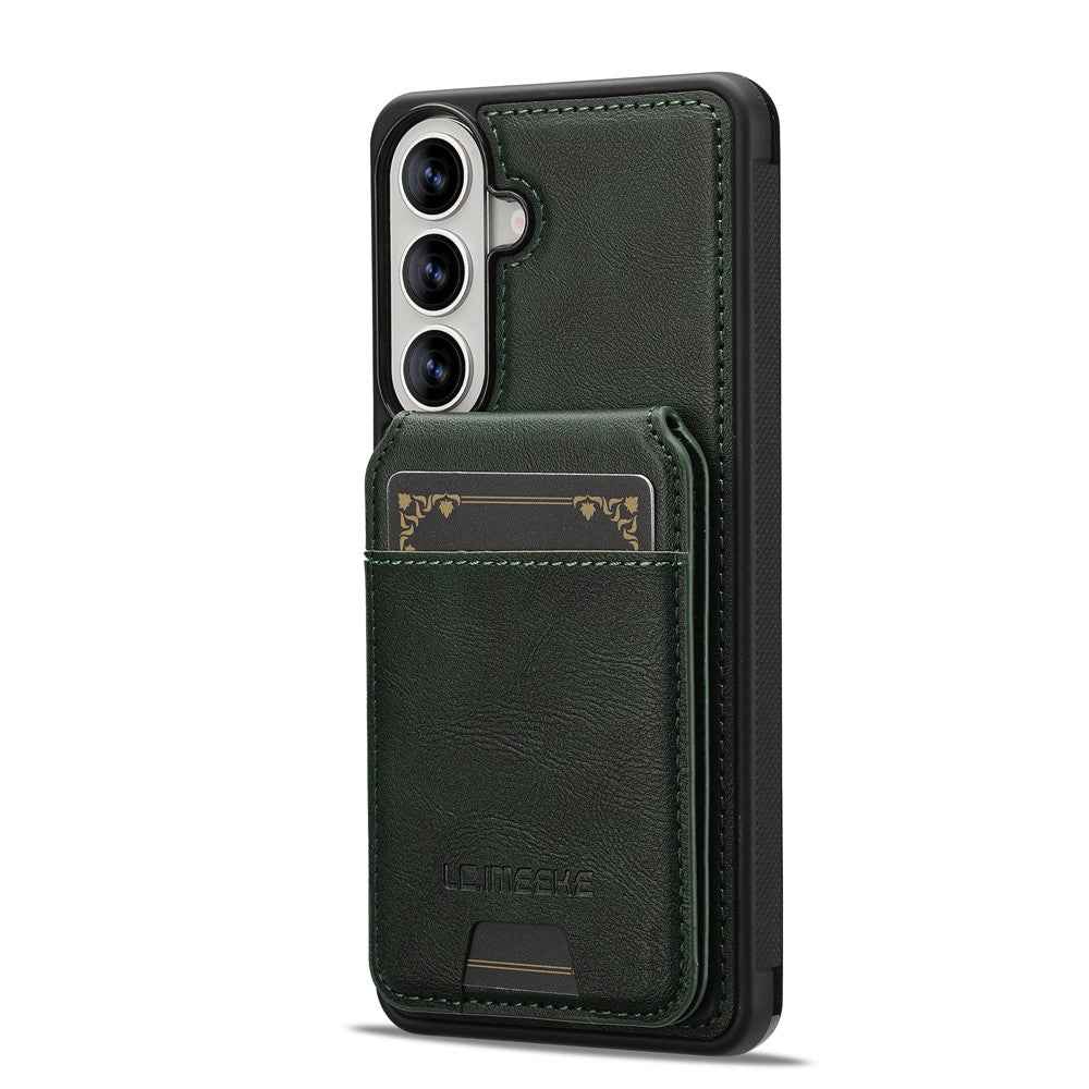 LC.IMEEKE L3 For Samsung Galaxy A57 5G Magnetic Case Detachable Card Holder Leather TPU Mobile Cover - Green