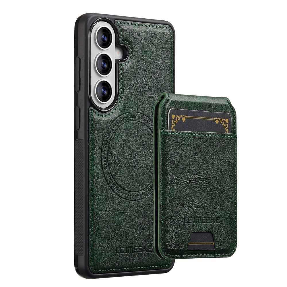 LC.IMEEKE L3 For Samsung Galaxy A57 5G Magnetic Case Detachable Card Holder Leather TPU Mobile Cover - Green