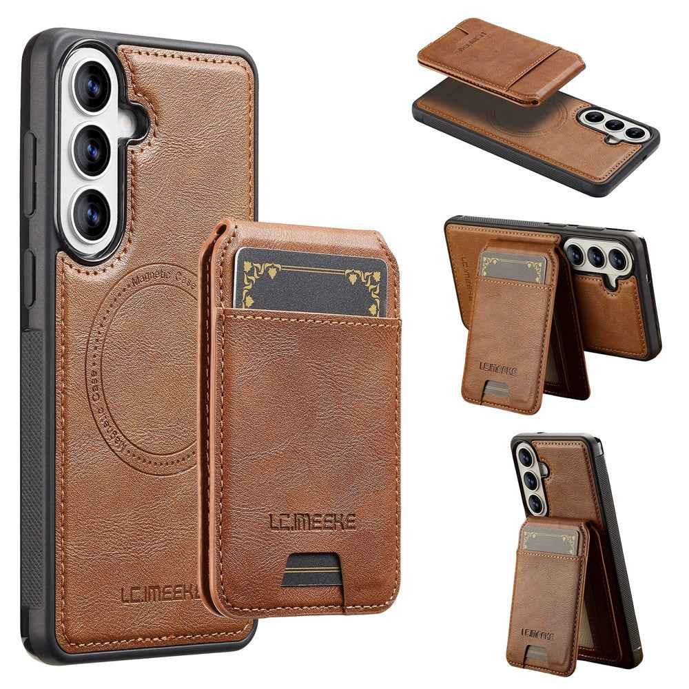LC.IMEEKE L3 For Samsung Galaxy A57 5G Magnetic Case Detachable Card Holder Leather TPU Mobile Cover - Brown