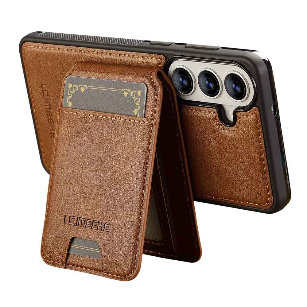 LC.IMEEKE L3 For Samsung Galaxy A57 5G Magnetic Case Detachable Card Holder Leather TPU Mobile Cover - Brown