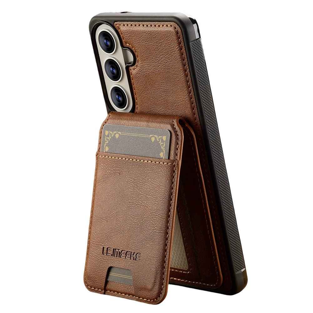 LC.IMEEKE L3 For Samsung Galaxy A57 5G Magnetic Case Detachable Card Holder Leather TPU Mobile Cover - Brown