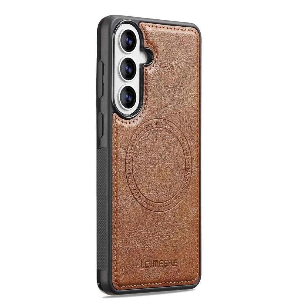 LC.IMEEKE L3 For Samsung Galaxy A57 5G Magnetic Case Detachable Card Holder Leather TPU Mobile Cover - Brown