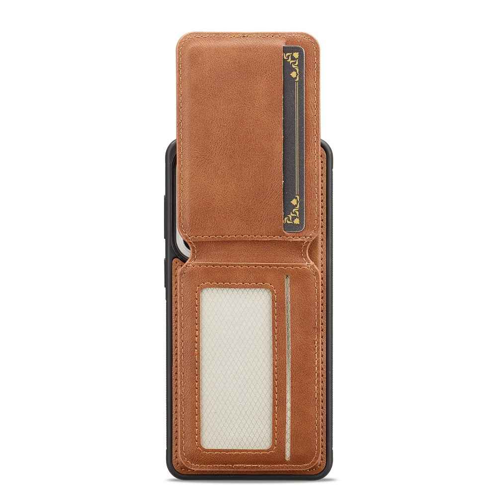LC.IMEEKE L3 For Samsung Galaxy A57 5G Magnetic Case Detachable Card Holder Leather TPU Mobile Cover - Brown