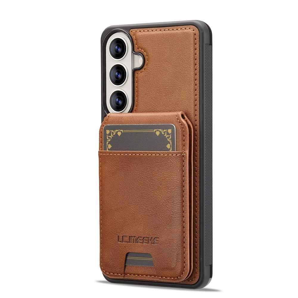 LC.IMEEKE L3 For Samsung Galaxy A57 5G Magnetic Case Detachable Card Holder Leather TPU Mobile Cover - Brown