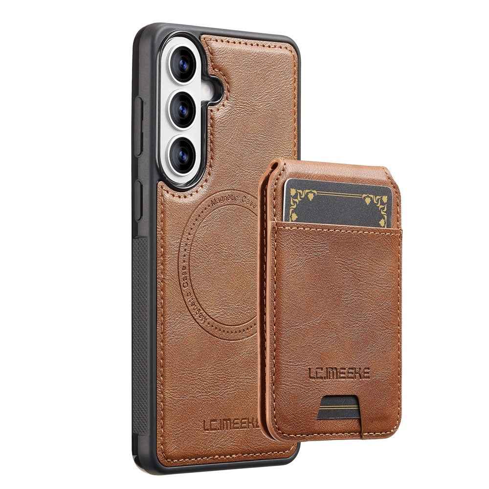 LC.IMEEKE L3 For Samsung Galaxy A57 5G Magnetic Case Detachable Card Holder Leather TPU Mobile Cover - Brown