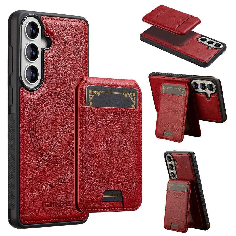 LC.IMEEKE L3 For Samsung Galaxy A57 5G Magnetic Case Detachable Card Holder Leather TPU Mobile Cover - Red