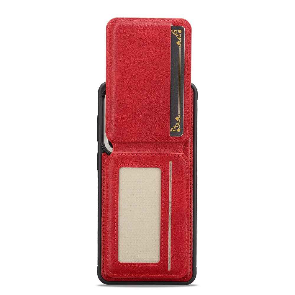 LC.IMEEKE L3 For Samsung Galaxy A57 5G Magnetic Case Detachable Card Holder Leather TPU Mobile Cover - Red