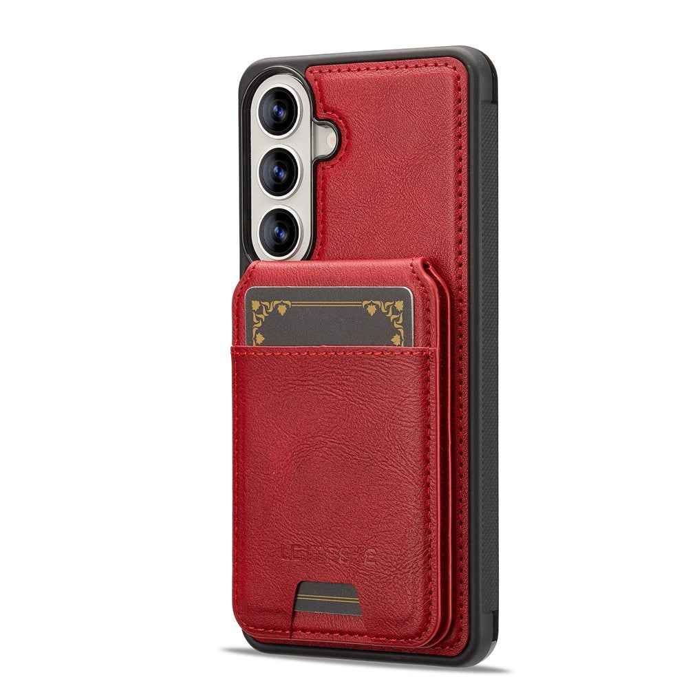 LC.IMEEKE L3 For Samsung Galaxy A57 5G Magnetic Case Detachable Card Holder Leather TPU Mobile Cover - Red