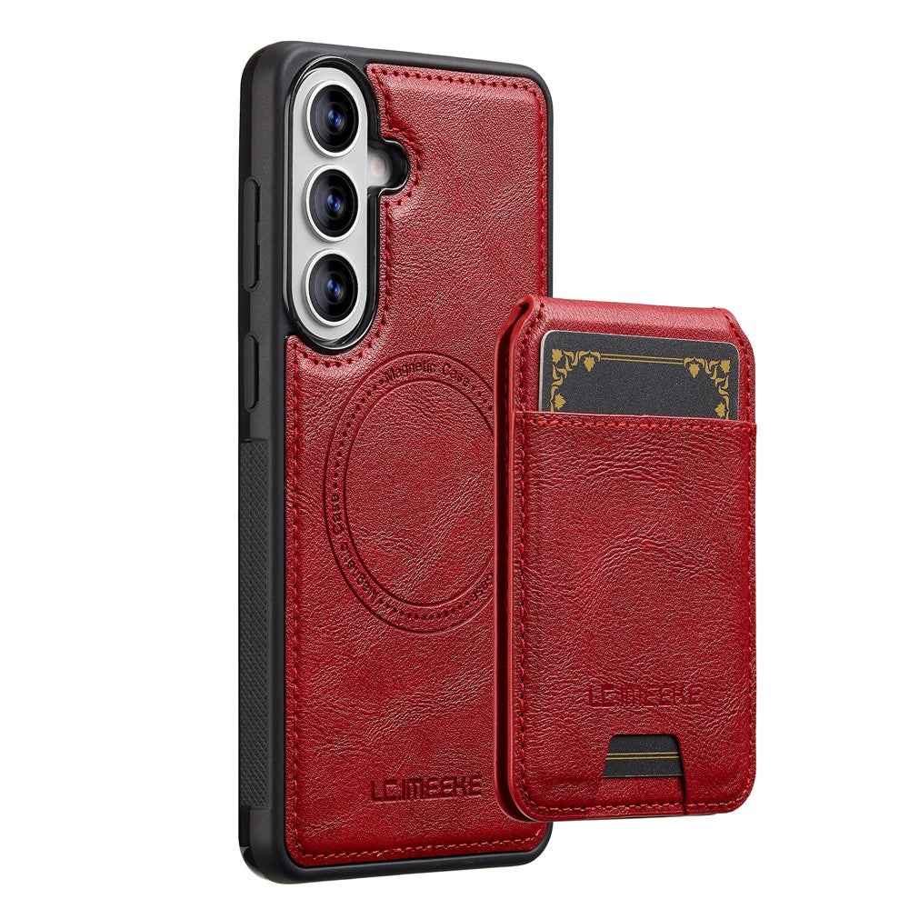 LC.IMEEKE L3 For Samsung Galaxy A57 5G Magnetic Case Detachable Card Holder Leather TPU Mobile Cover - Red
