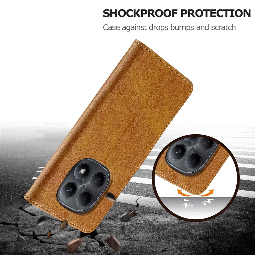 LC.IMEEKE Wallet Case for Xiaomi Poco M8 5G / Redmi Note 15 5G (Global) / 15 4G (Global) Calf Texture Leather Phone Cover - Yellow