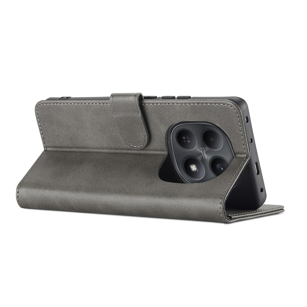 LC.IMEEKE Wallet Case for Xiaomi Poco M8 5G / Redmi Note 15 5G (Global) / 15 4G (Global) Calf Texture Leather Phone Cover - Grey