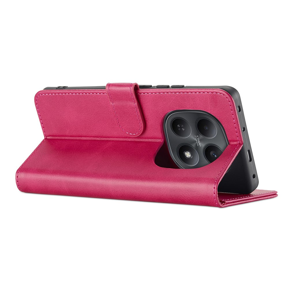 LC.IMEEKE Wallet Case for Xiaomi Poco M8 5G / Redmi Note 15 5G (Global) / 15 4G (Global) Calf Texture Leather Phone Cover - Rose