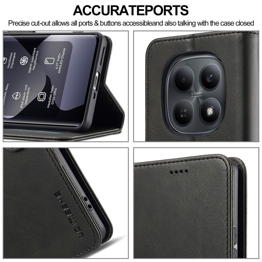 LC.IMEEKE For Xiaomi Redmi Note 15 Pro 4G (Global) Case Wallet Calf Texture Leather Phone Cover - Black