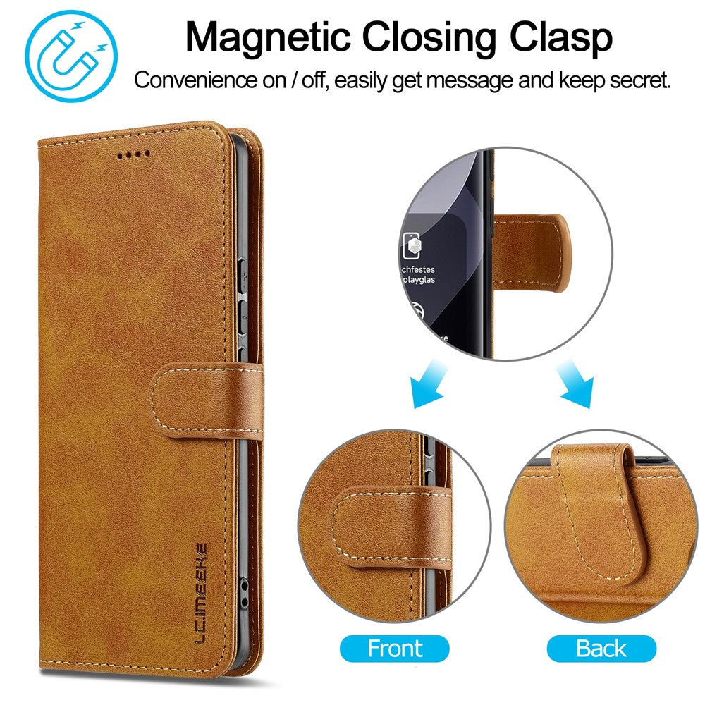 LC.IMEEKE For Xiaomi Redmi Note 15 Pro 4G (Global) Case Wallet Calf Texture Leather Phone Cover - Yellow