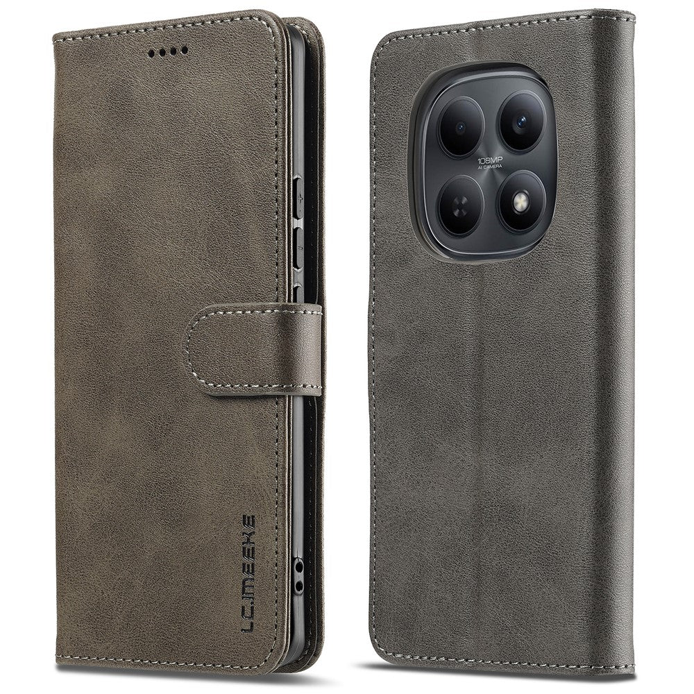 LC.IMEEKE For Xiaomi Redmi Note 15 Pro 4G (Global) Case Wallet Calf Texture Leather Phone Cover - Grey