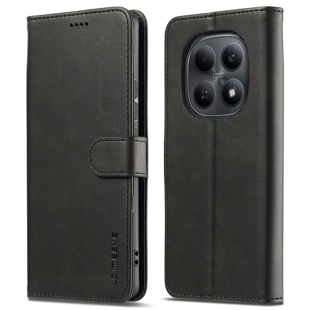 LC.IMEEKE For Xiaomi Poco M8 Pro 5G / Xiaomi Redmi Note 15 Pro+ 5G (Global) Case Wallet Calf Texture Leather Phone Cover - Black