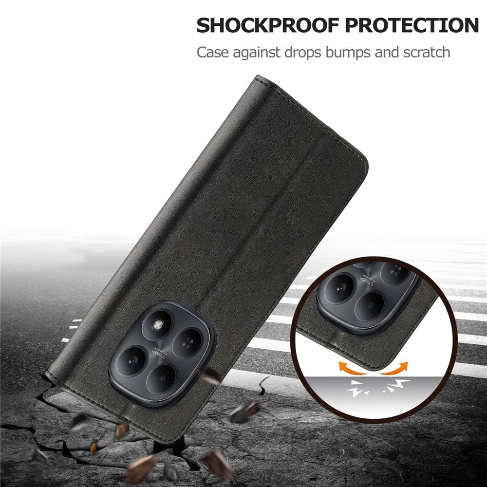LC.IMEEKE For Xiaomi Poco M8 Pro 5G / Xiaomi Redmi Note 15 Pro+ 5G (Global) Case Wallet Calf Texture Leather Phone Cover - Black