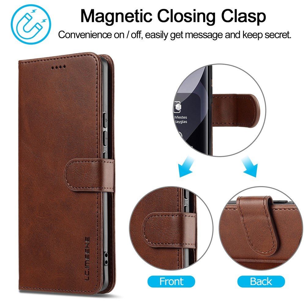 LC.IMEEKE For Xiaomi Poco M8 Pro 5G / Xiaomi Redmi Note 15 Pro+ 5G (Global) Case Wallet Calf Texture Leather Phone Cover - Brown