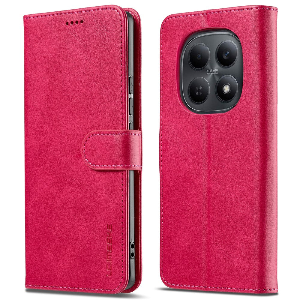 LC.IMEEKE For Xiaomi Poco M8 Pro 5G / Xiaomi Redmi Note 15 Pro+ 5G (Global) Case Wallet Calf Texture Leather Phone Cover - Rose