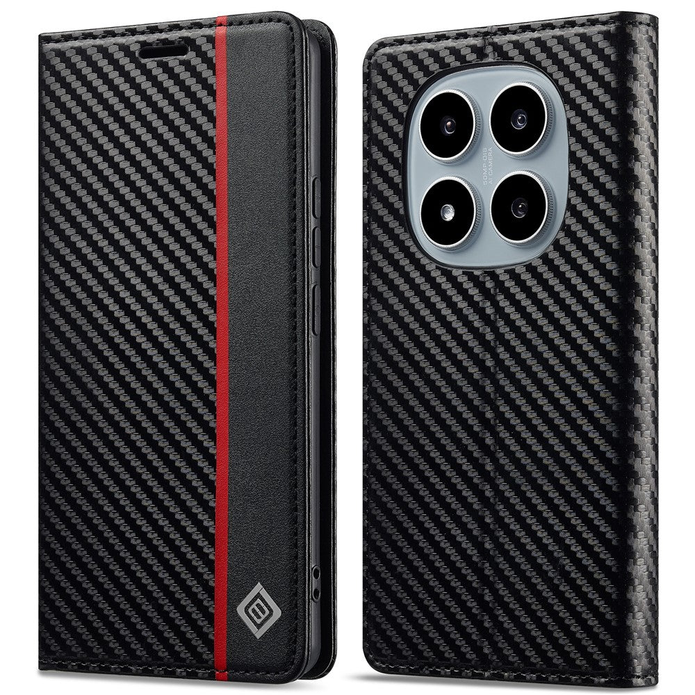 LC.IMEEKE For Xiaomi Redmi Note 15 Pro 4G (Global) Wallet Case Carbon Fiber Texture Leather Phone Cover - Vertical Stripe