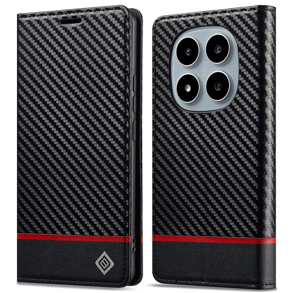 LC.IMEEKE For Xiaomi Redmi Note 15 Pro 5G (Global) Wallet Case Carbon Fiber Texture Leather Phone Cover - Horizontal Stripe