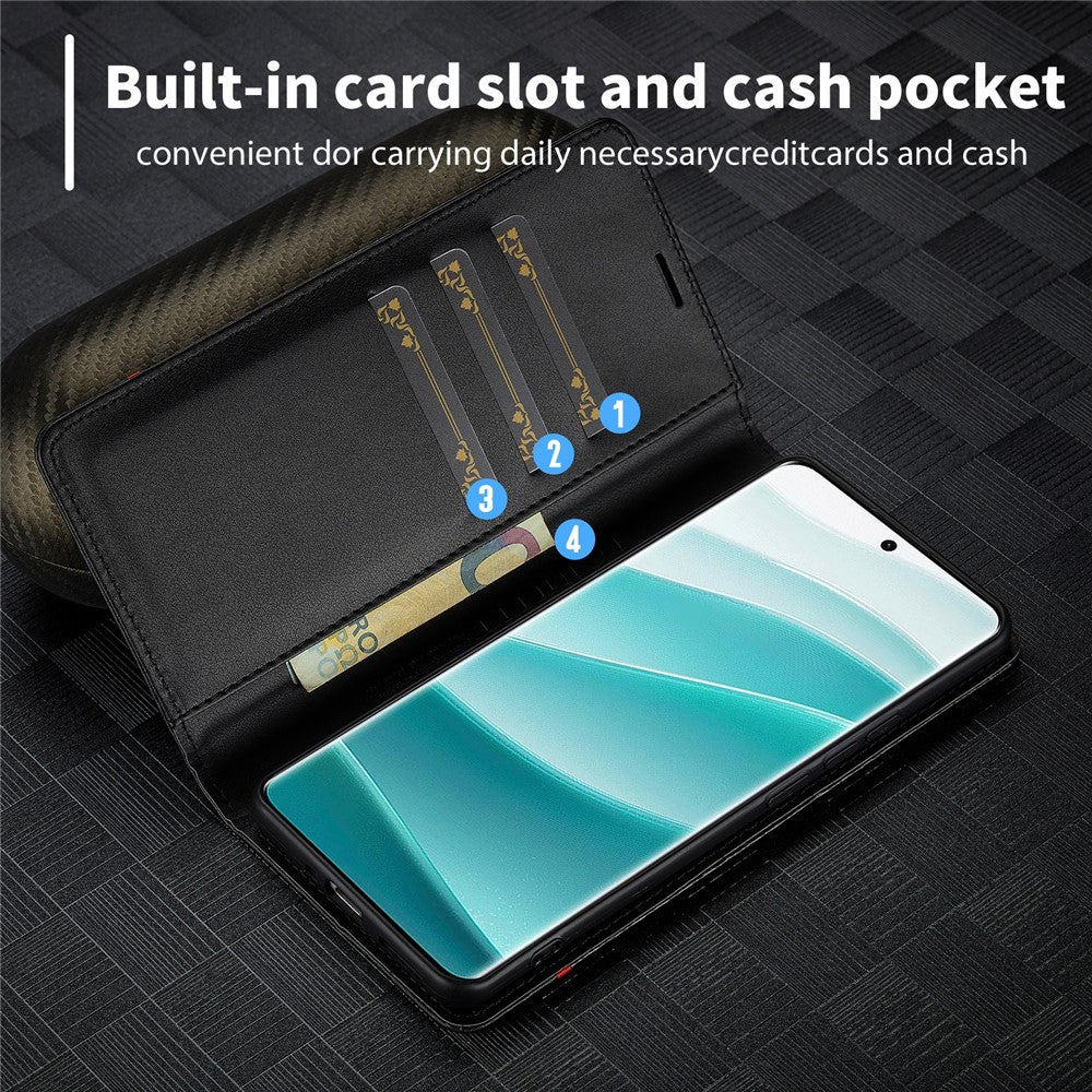 LC.IMEEKE For Xiaomi Redmi Note 15 Pro 5G (Global) Wallet Case Carbon Fiber Texture Leather Phone Cover - Horizontal Stripe