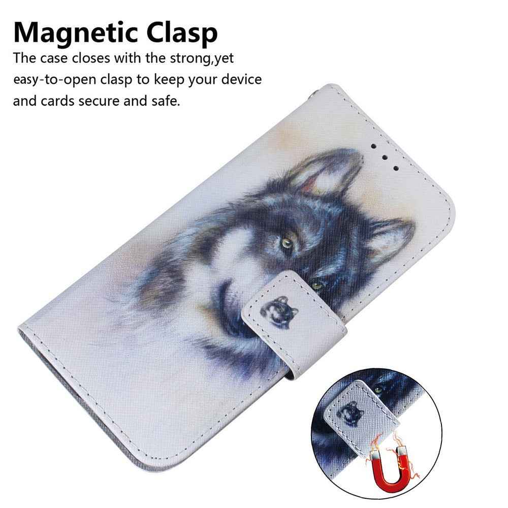 For Samsung Galaxy A57 5G Wallet Case Pattern Print Leather Phone Cover - Wolf
