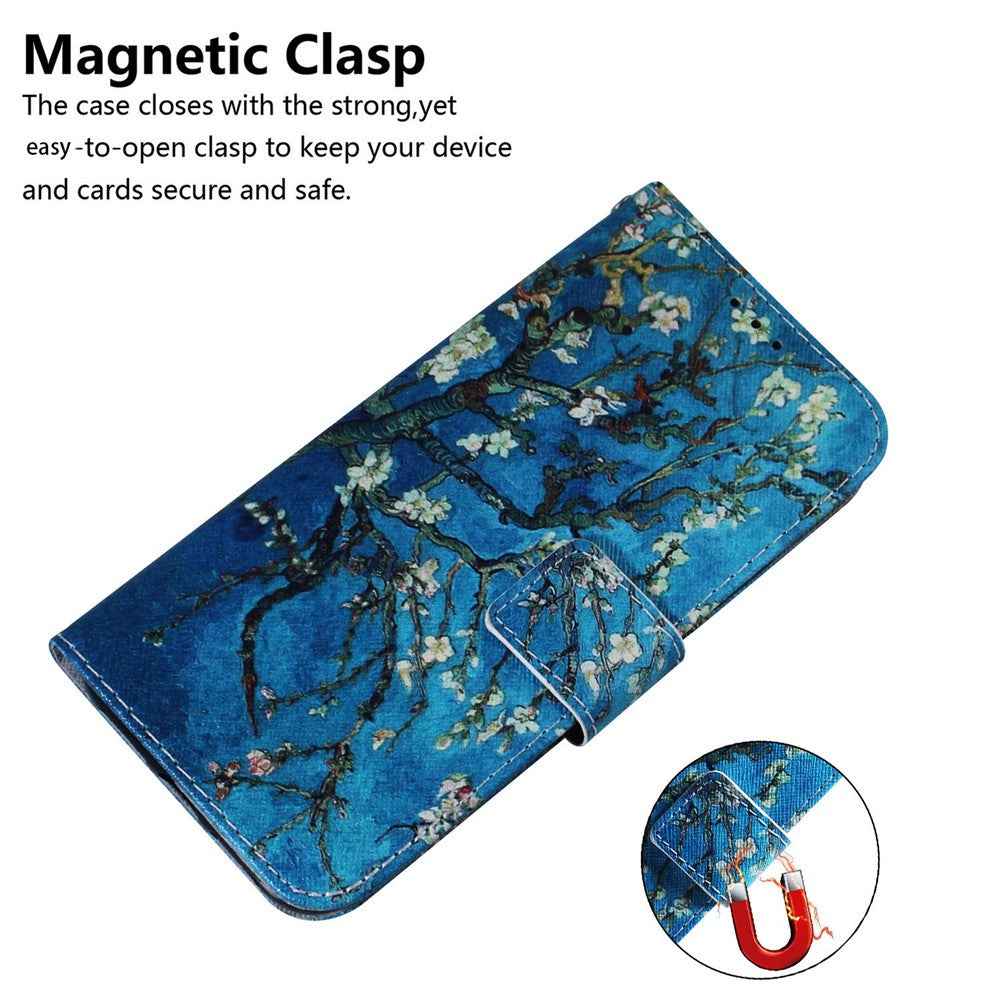 For Samsung Galaxy A57 5G Wallet Case Pattern Print Leather Phone Cover - Apricot Flowers
